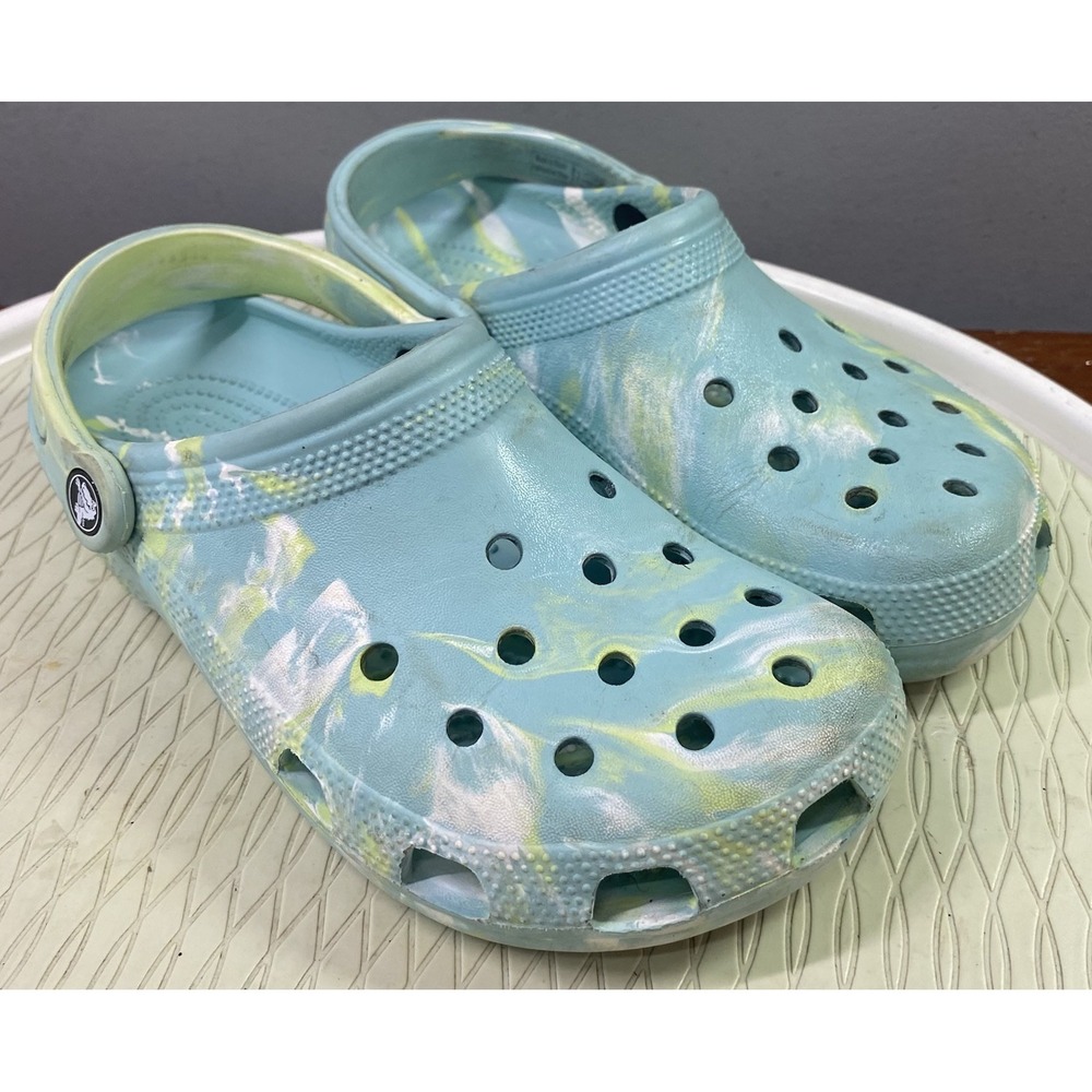 Crocs Adult Classic Marbled Clogs Green&Yellow Tie Dye US Womens 8 Mens 6